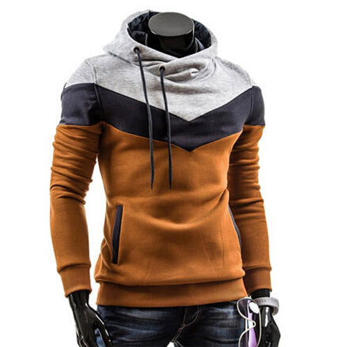 Drawstring Pocket  Color Block Men Hoodie