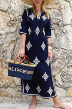 Load image into Gallery viewer, Fashion Half Sleeves Embroidered Maxi Vacation Casual Dress