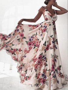 Sexy New Backless Floral Print Maxi Dress