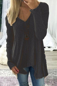 V-Neck  Asymmetric Hem Sweaters