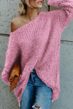 Load image into Gallery viewer, One Shoulder  Loose Fitting  Plain Sweaters