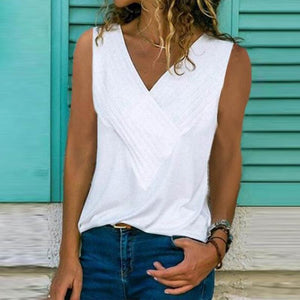 V Neck Sleeveless Plain T-Shirts