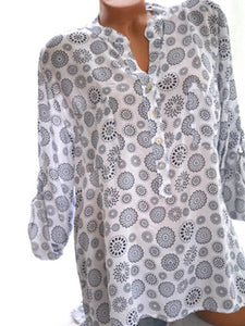 V Neck  Loose Geometric Printed Blouses