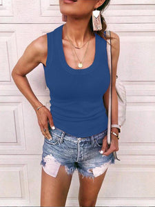 Casual Round-Neck Knit Sleeveless T-Shirt