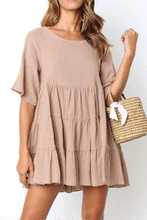 Load image into Gallery viewer, Round Neck Solid Color Mini Dress