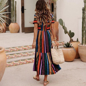 Fabulous Round Neck  Striped Casual Dresses