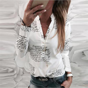 V Neck Letters Shirts Blouses