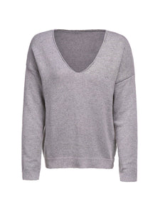 V Neck Long Sleeve Plain Knitting Sweaters