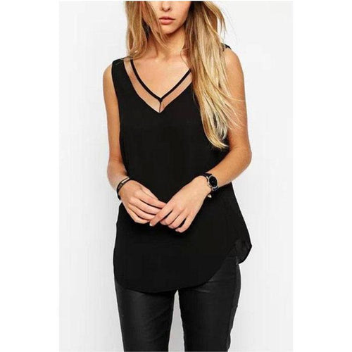 V Neck  Asymmetric Hem  Plain Vests