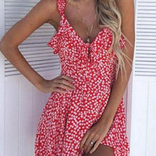 Load image into Gallery viewer, Spaghetti Strap  Backless  Floral Printed  Sleeveless Casual Dresses