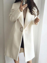 Load image into Gallery viewer, Lapel Single Button Plain Pocket Woolen Coat