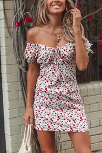 Off Shoulder  Printed  Short Sleeve Bodycon Dresses