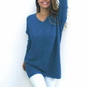 V Neck  Loose Fitting Plain Sweaters