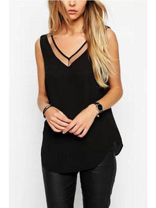 V Neck  Asymmetric Hem  Plain Vests