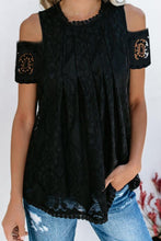 Load image into Gallery viewer, Round Neck  Cutout Decorative Lace  Lace  Blouses