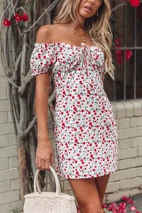 Off Shoulder  Printed  Short Sleeve Bodycon Dresses