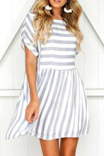 Load image into Gallery viewer, Round Neck Short Sleeve Striped Loose Large Size Dress