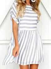 Load image into Gallery viewer, Round Neck Short Sleeve Striped Loose Large Size Dress