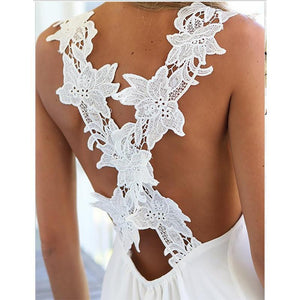 Sexy Back Cross Lace Beach Vacation Dress