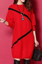 Load image into Gallery viewer, Round Neck  Printed Sweater Dress