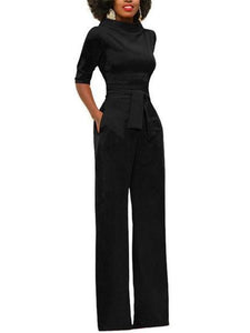 Sexy Round Neck Pure Colour Jumpsuits