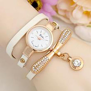 Fashion Pu Leather Ladies Quartz Casual Wristwatch Woman's Watch