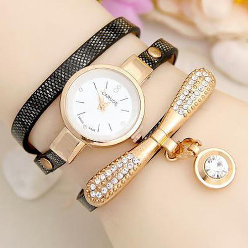 Fashion Pu Leather Ladies Quartz Casual Wristwatch Woman's Watch