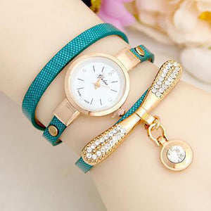 Fashion Pu Leather Ladies Quartz Casual Wristwatch Woman's Watch