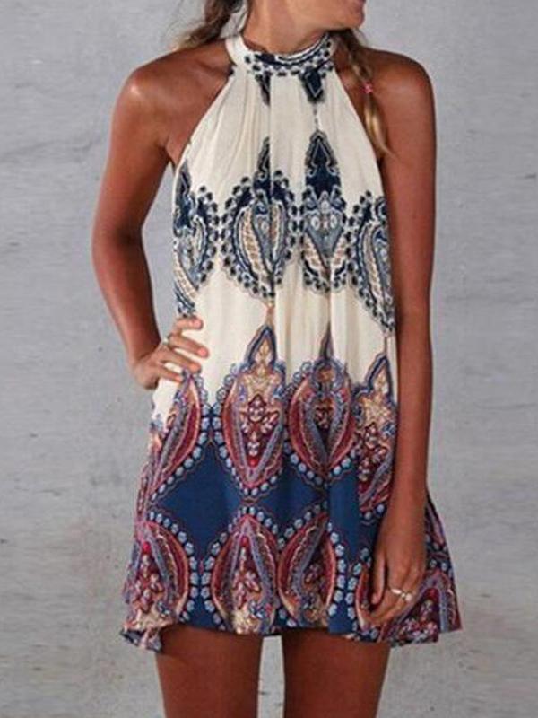 Round Neck  Printed Shift Dress