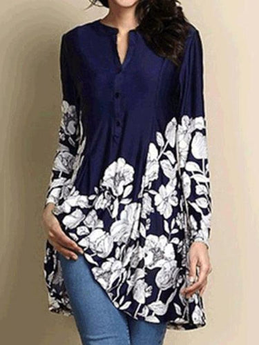 V Neck  Print Blouses