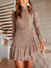 Load image into Gallery viewer, Printed Waist Long Sleeve   Asymmetric Stitching Mini Dress