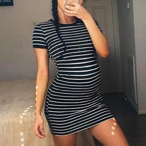 Maternity Stripe Sheath Mini Dress