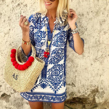 Load image into Gallery viewer, Bohemian Vintage Printed Summer Loose Shift Beach Casual Mini Dress