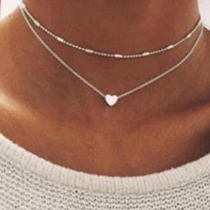 Simple Hearts Copper Multilayer Clavicle   Necklace