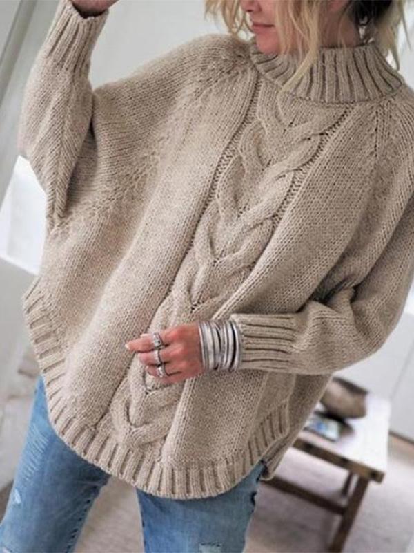 Little High-Necked Bat Sleeve Sweater