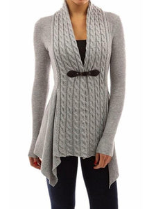 Ribbed Irregular Hem Knitted Cardigan