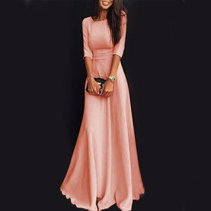 Round Neck  Plain Maxi Dress