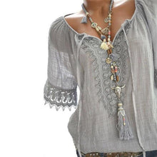 Load image into Gallery viewer, Decorative Lace  Plain  Short Sleeve Blouses