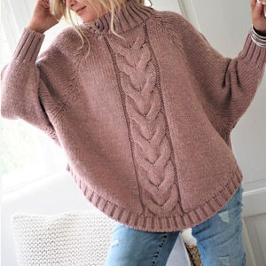 Little High-Necked Bat Sleeve Sweater