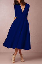 Load image into Gallery viewer, Deep V-Neck Solid Skater Dress 10 Colors Available