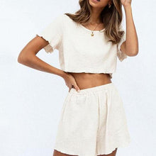 Load image into Gallery viewer, Round Neck Cropped Short T &amp; Shorts Suit