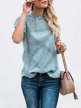 Load image into Gallery viewer, Fashion Lace Hollow Out Splicing Short Sleeve T-Shirt