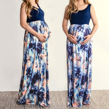 Load image into Gallery viewer, Maternity Abstract Watercolor Sleeveless Maxi Dress