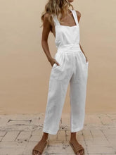 Load image into Gallery viewer, Linen Cross Tie Halter Bow Jumpsuit