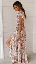 Load image into Gallery viewer, Big Pendulum V-Neck Beach Holiday Tie Printing Vacation Maxi Dress