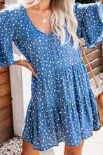 Load image into Gallery viewer, Summer Deep V-Neck Polka Dot Printed Wrinkle Dress