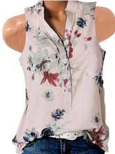 Load image into Gallery viewer, Sleeveless V Neck Flower Printed Shirt