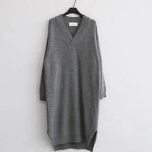 Load image into Gallery viewer, Fashion Simple Loose Long Sleeves Knitted Sweater Shown Thin Maxi Dress