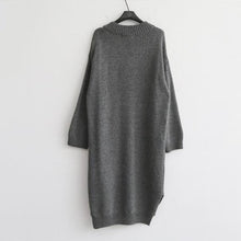 Load image into Gallery viewer, Fashion Simple Loose Long Sleeves Knitted Sweater Shown Thin Maxi Dress