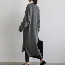 Load image into Gallery viewer, Fashion Simple Loose Long Sleeves Knitted Sweater Shown Thin Maxi Dress